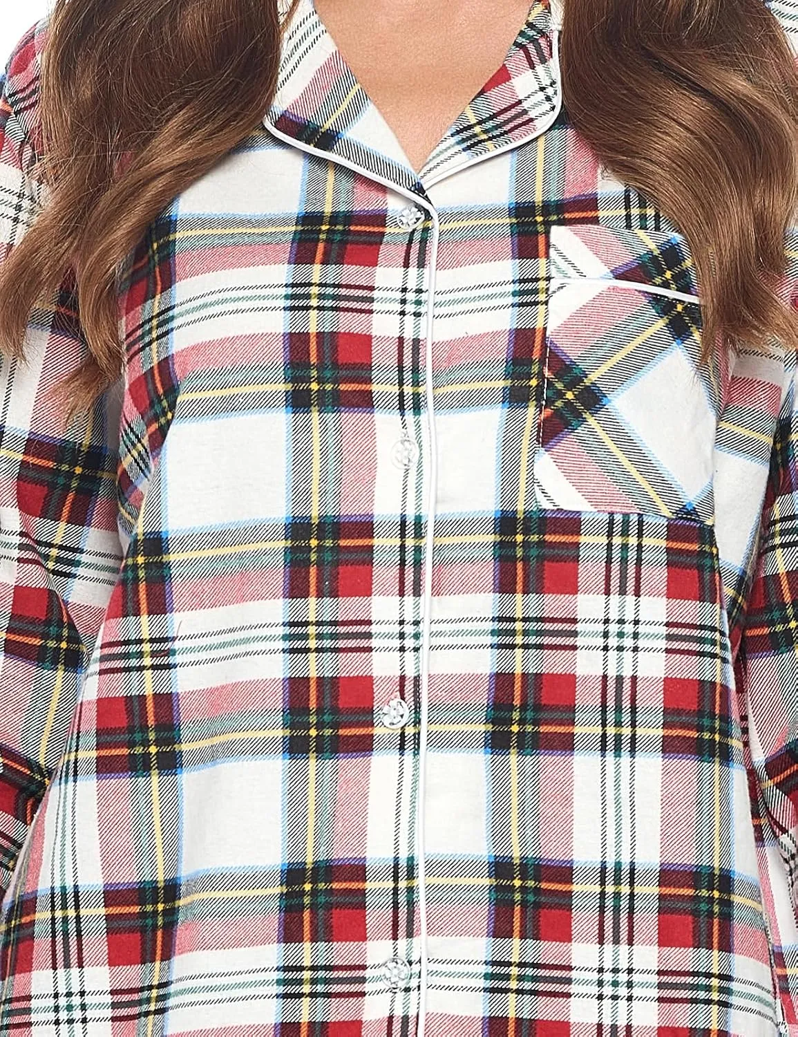 Casual Nights Women's Flannel Long Sleeve PJ's Button Down Sleepwear Pajama Set
