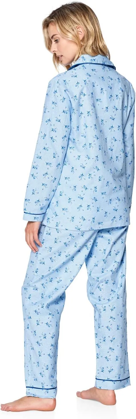 Casual Nights Women's Flannel Long Sleeve PJ's Button Down Sleepwear Pajama Set