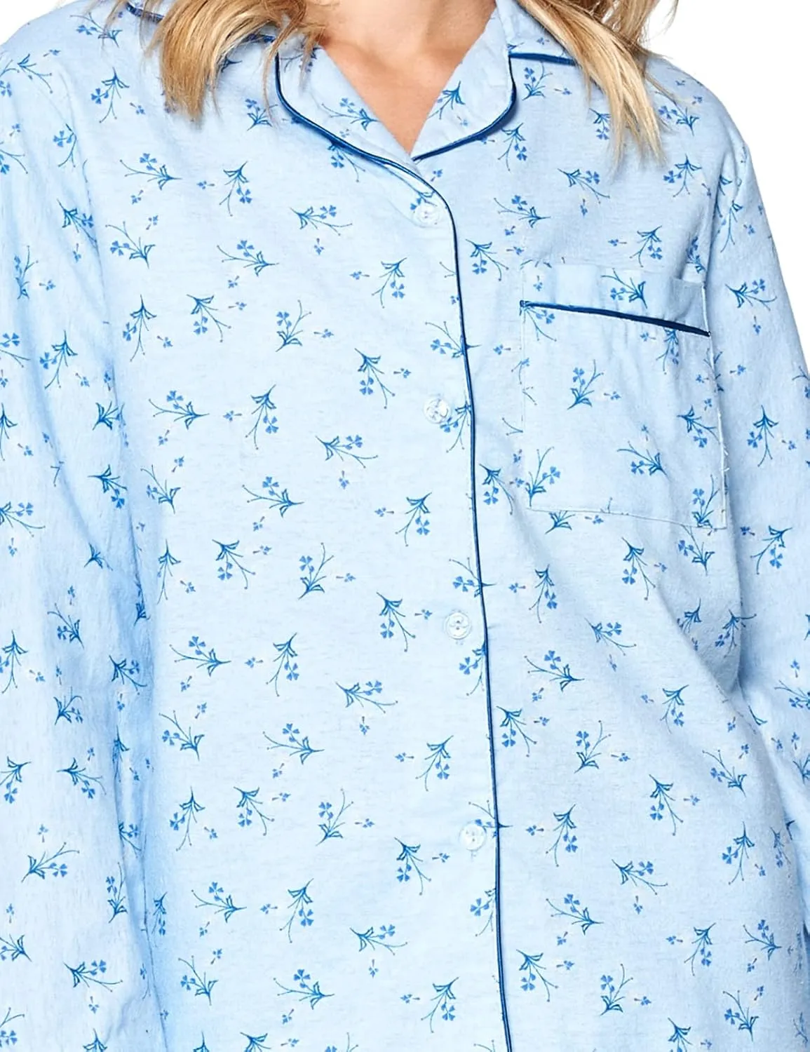 Casual Nights Women's Flannel Long Sleeve PJ's Button Down Sleepwear Pajama Set