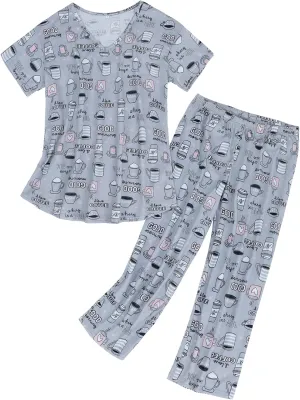 Century Star Women Summer Pajamas Soft Sleepwear Top with Capri Pants Ladies Short Sleeve Cotton Pajamas Sets