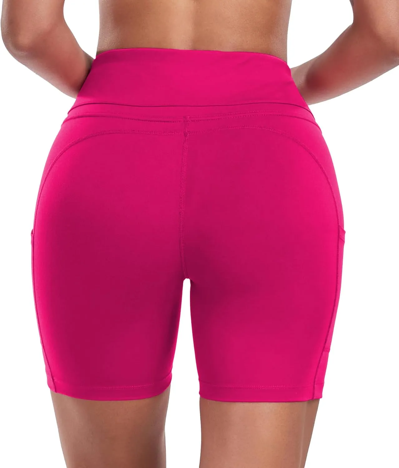 ChinFun Yoga Shorts for Women High Waist Tummy Control 4 Way Stretch Workout Running Shorts Side Pockets