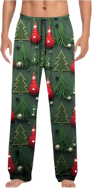Christmas Pajama Pants Striped Elastic Waist Soft Comfy Wide Leg Trousers Bell Bottom Sleep Clothing