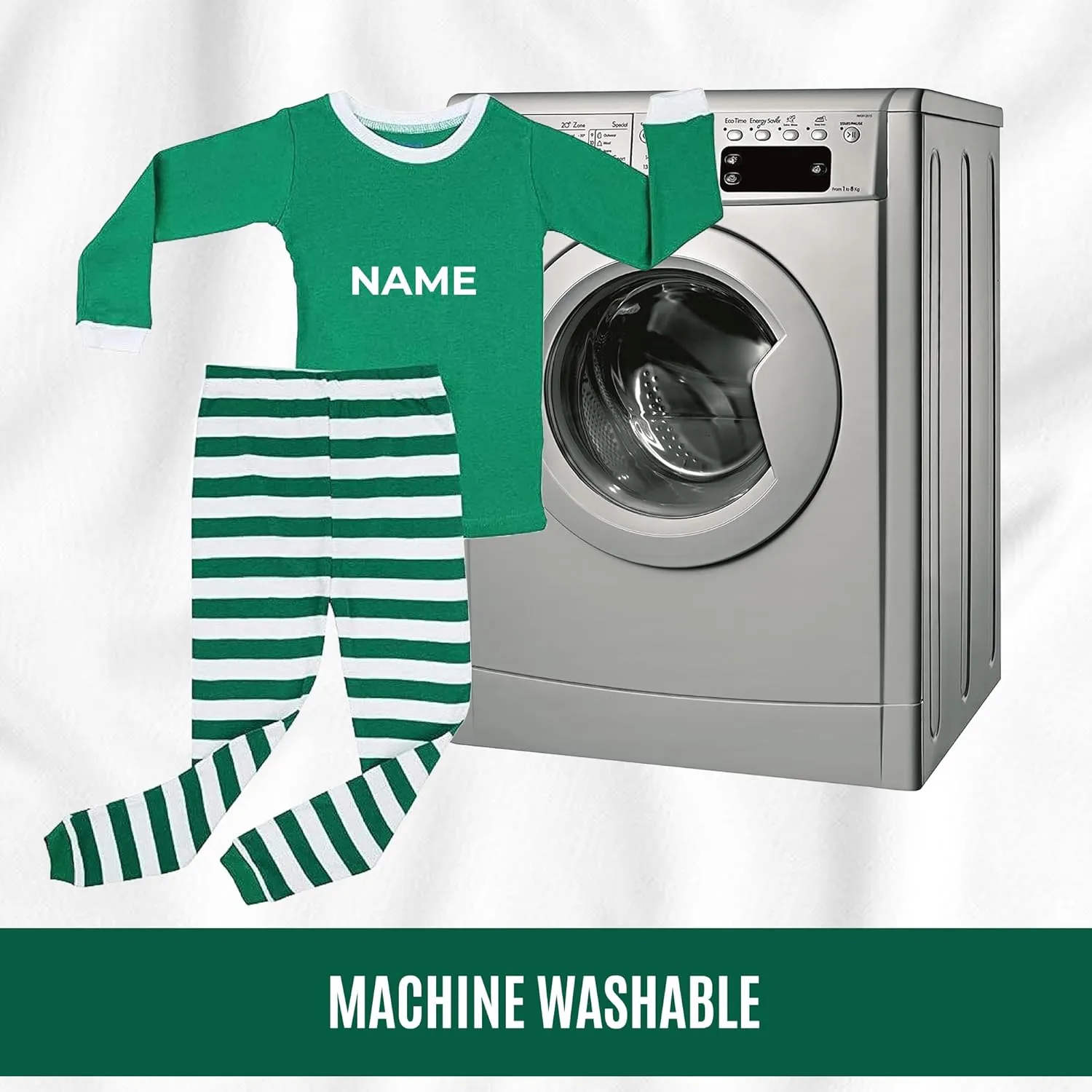 Christmas Striped PJs Personalized with Custom Name Boys Girls 2 Piece Kids Pajamas Matching Set 100% Cotton 6M-12Y