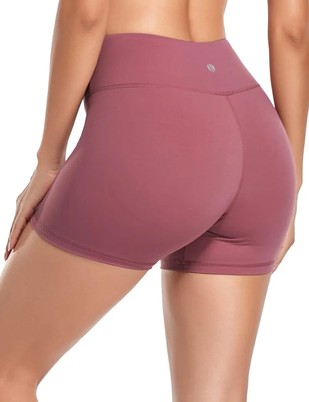 coastal rose Women's High Waist Workout Shorts Tummy Control Yoga Shorts 4" Athletic Running Shorts with Inner Pocket
