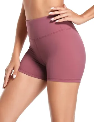 coastal rose Women's High Waist Workout Shorts Tummy Control Yoga Shorts 4" Athletic Running Shorts with Inner Pocket
