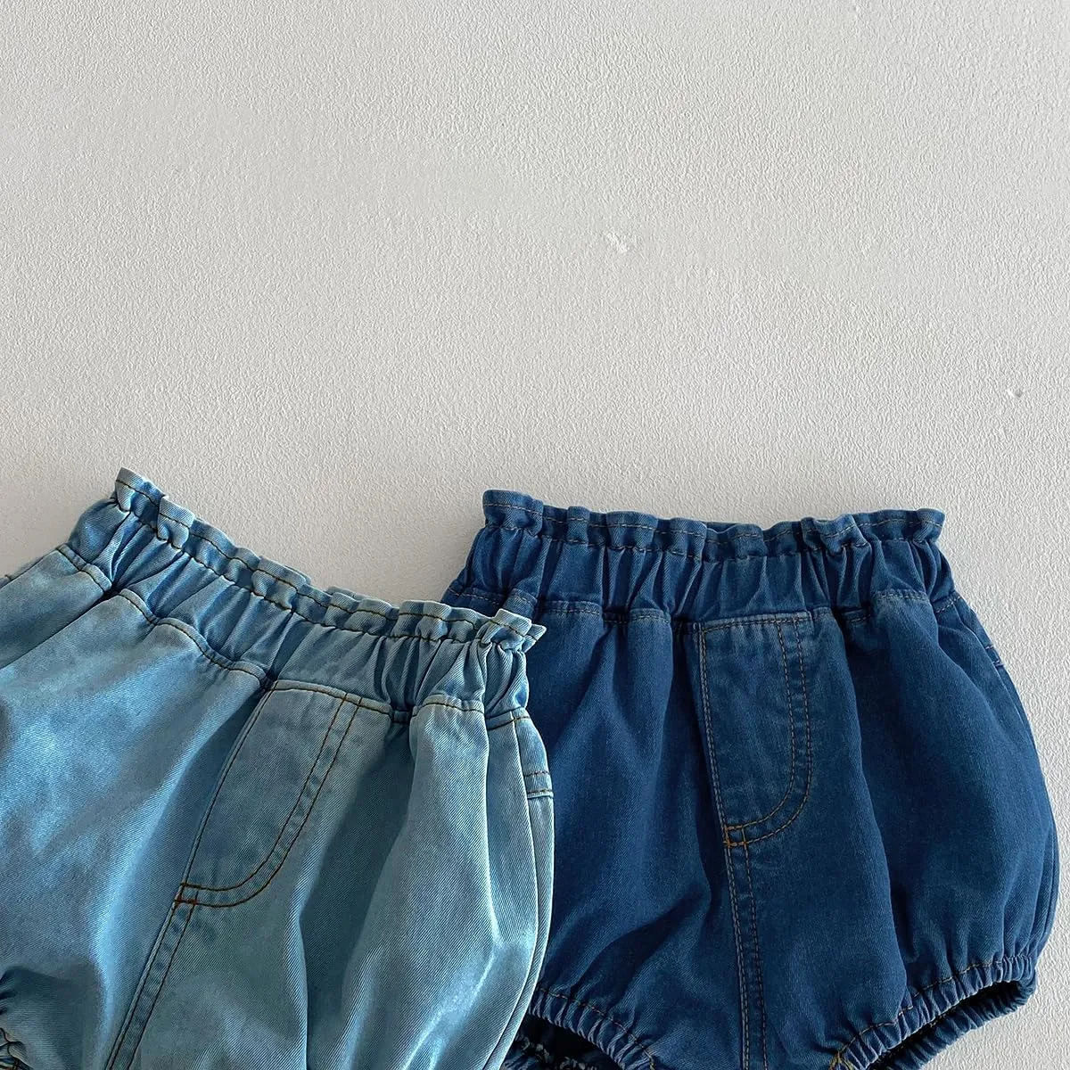 Colorful Childhood Toddler Denim Bloomers Shorts Baby Girls Boys Loose Harem Shorts 2pcs