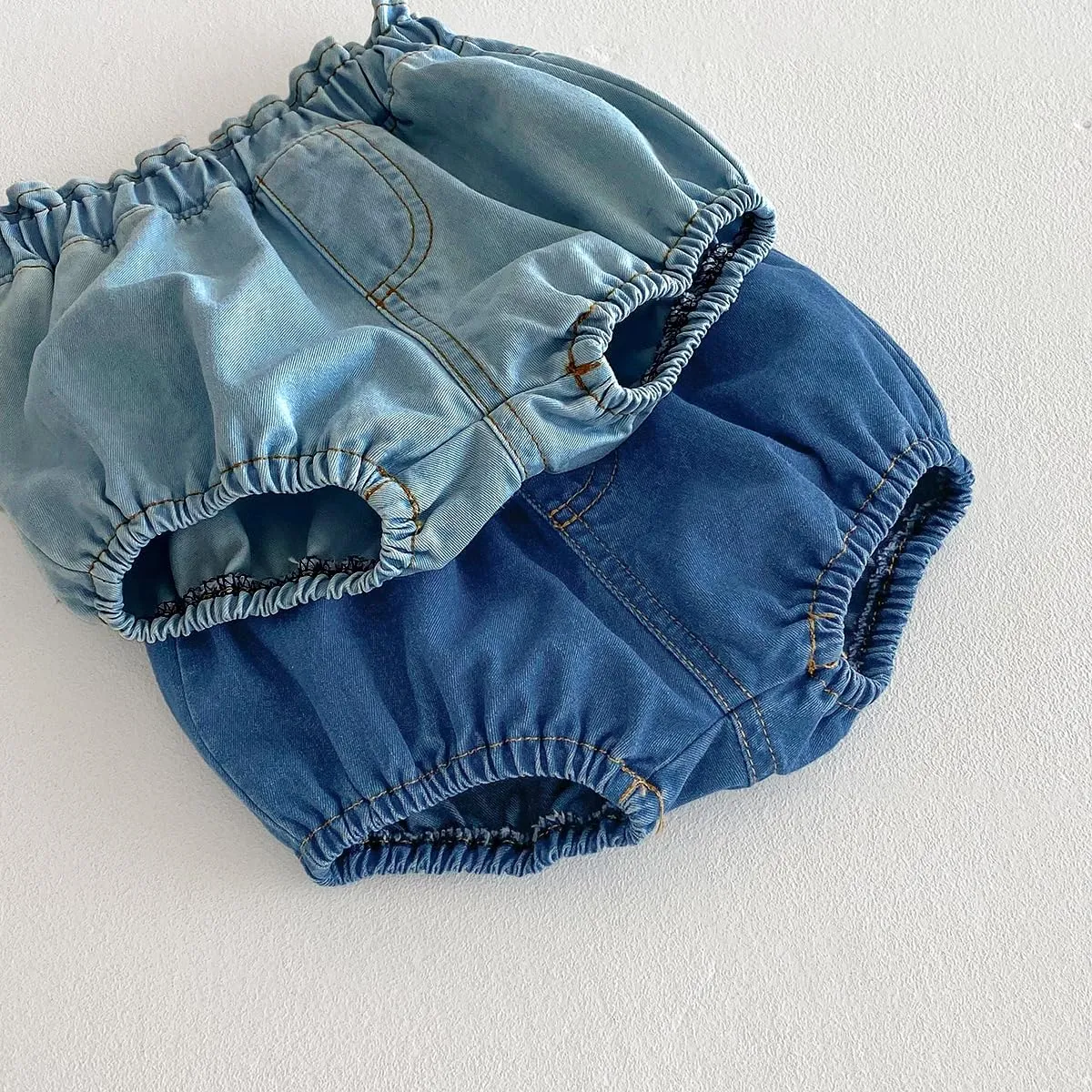 Colorful Childhood Toddler Denim Bloomers Shorts Baby Girls Boys Loose Harem Shorts 2pcs