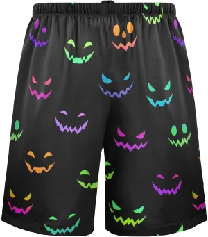 Colorful Halloween Pumpkin Face Men's Pajama Pants Shorts Sleepwear Lounge Pajama Bottoms