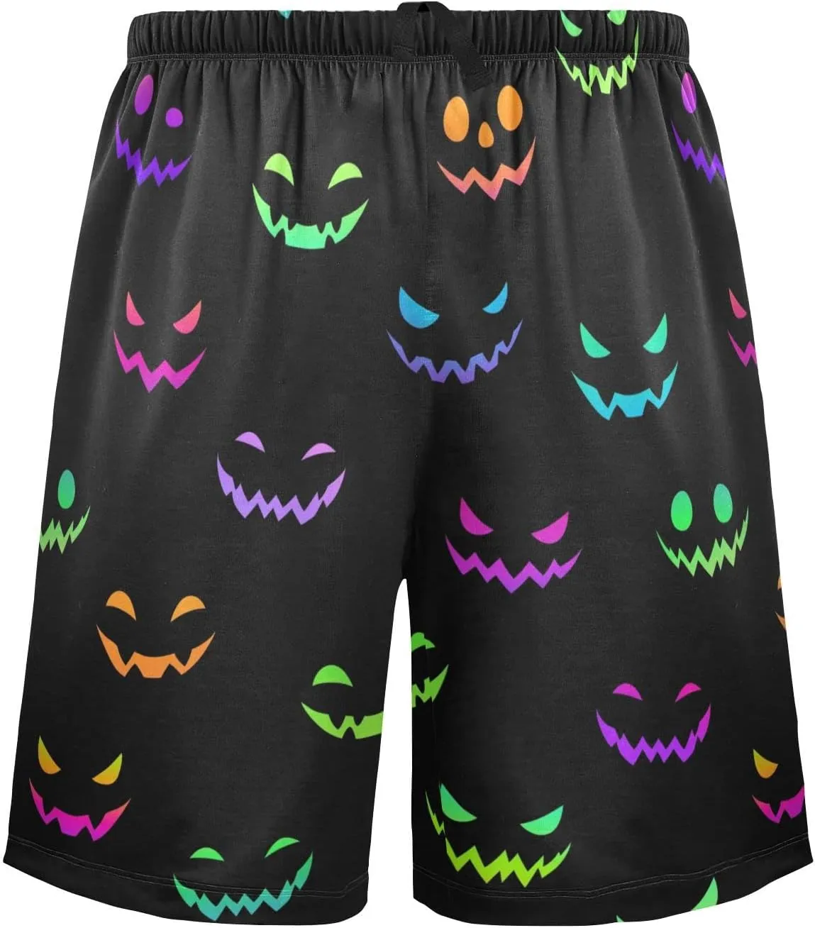 Colorful Halloween Pumpkin Face Men's Pajama Pants Shorts Sleepwear Lounge Pajama Bottoms