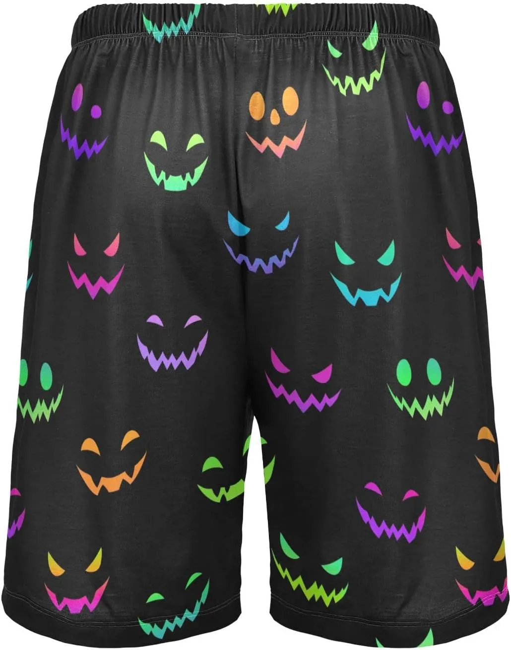 Colorful Halloween Pumpkin Face Men's Pajama Pants Shorts Sleepwear Lounge Pajama Bottoms
