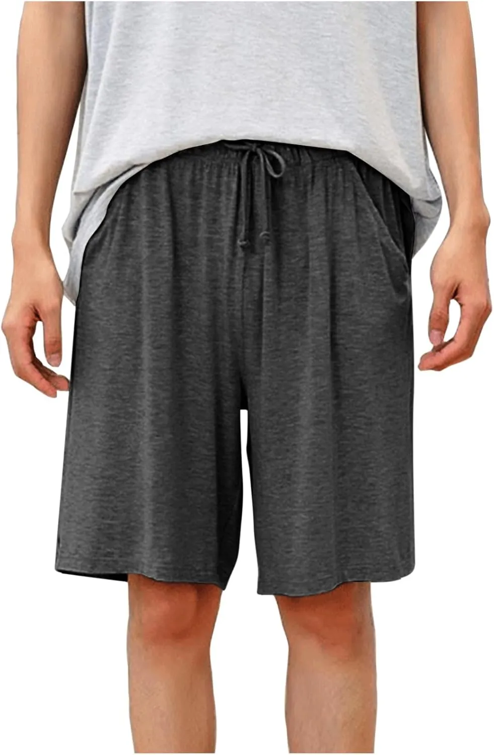 Cotton Mens Casual Shorts Elastic Waist Drawstring Lounge Shorts for Summer or Daily Comfort(Available in Plus Size)
