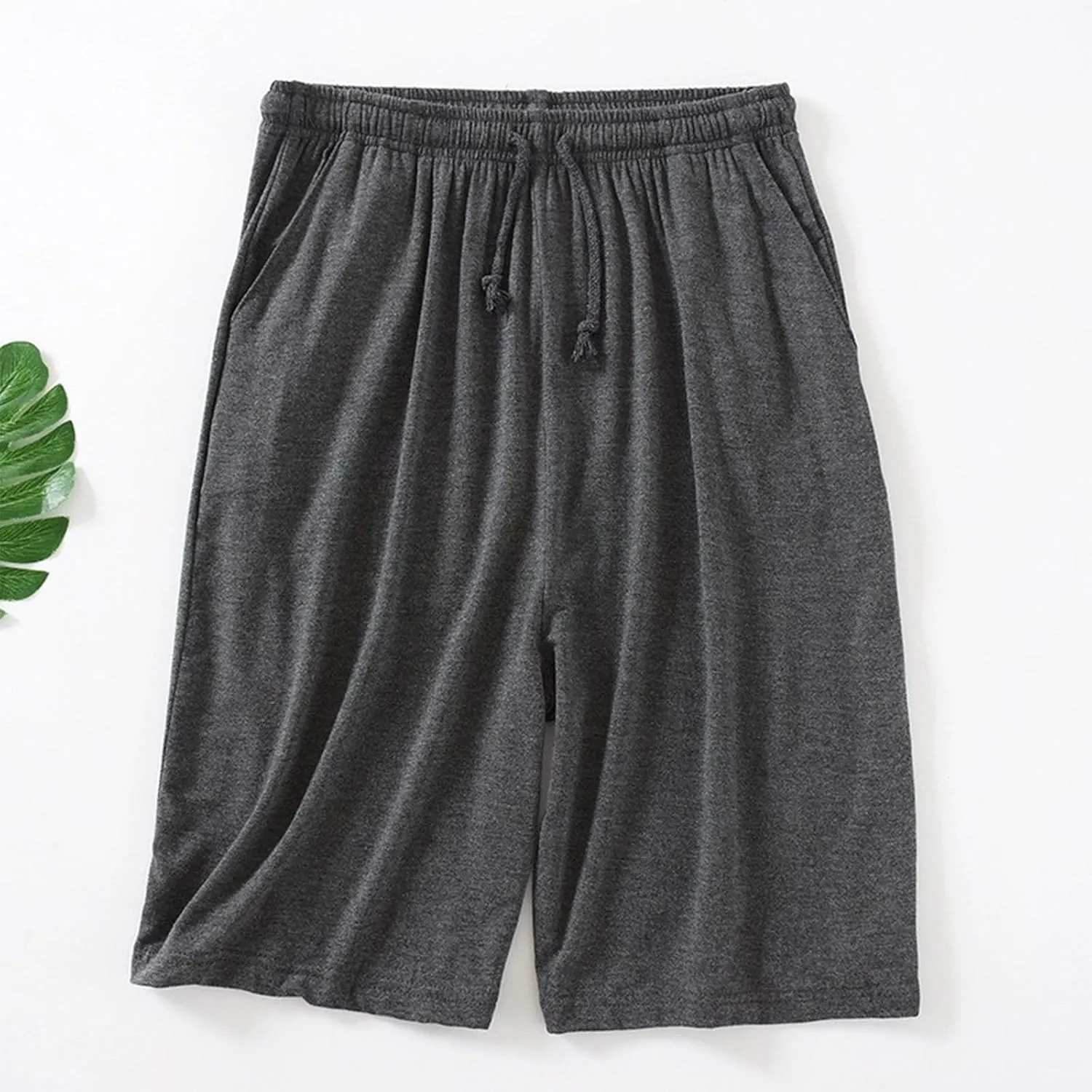 Cotton Mens Casual Shorts Elastic Waist Drawstring Lounge Shorts for Summer or Daily Comfort(Available in Plus Size)