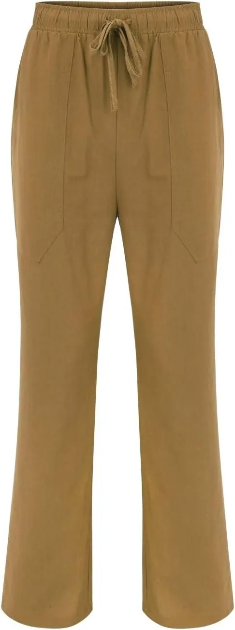CRNTCEM Casual Linen Pants for Men Summer Travel Beach Pants Lightweight Athletic Workout Trousers Oversized Hiking Sweatpant