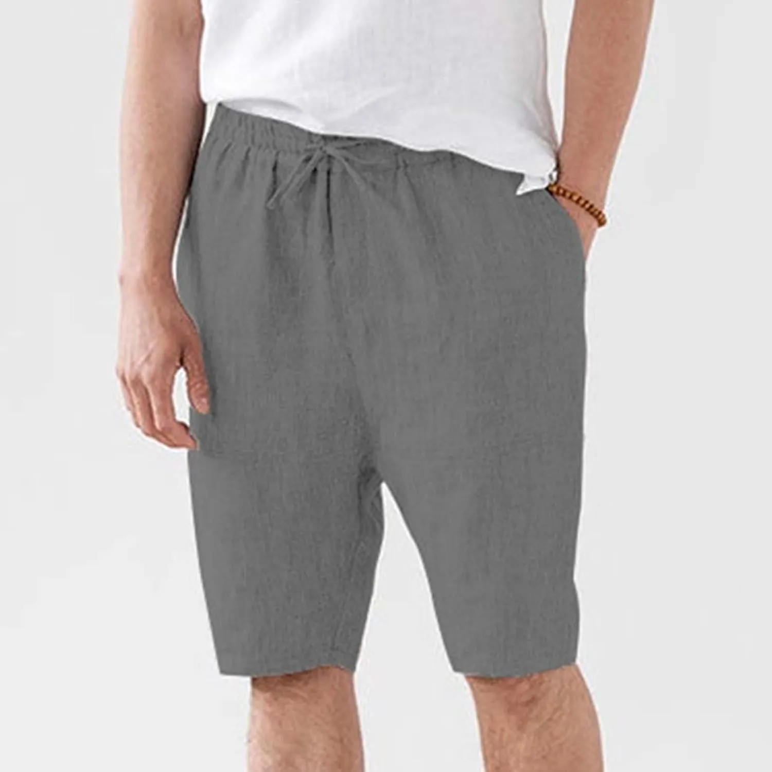 CRNTCEM Casual Linen Short for Men Quick Dry Summer Vacation Beach Boardshorts Lightweight Outdoor Workout Running Shorts