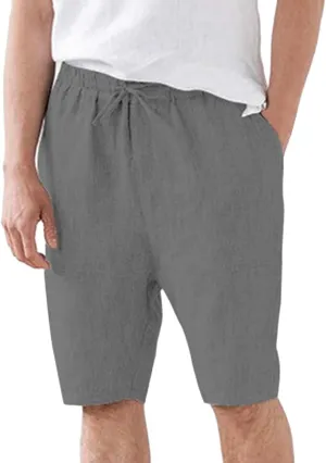 CRNTCEM Casual Linen Short for Men Quick Dry Summer Vacation Beach Boardshorts Lightweight Outdoor Workout Running Shorts