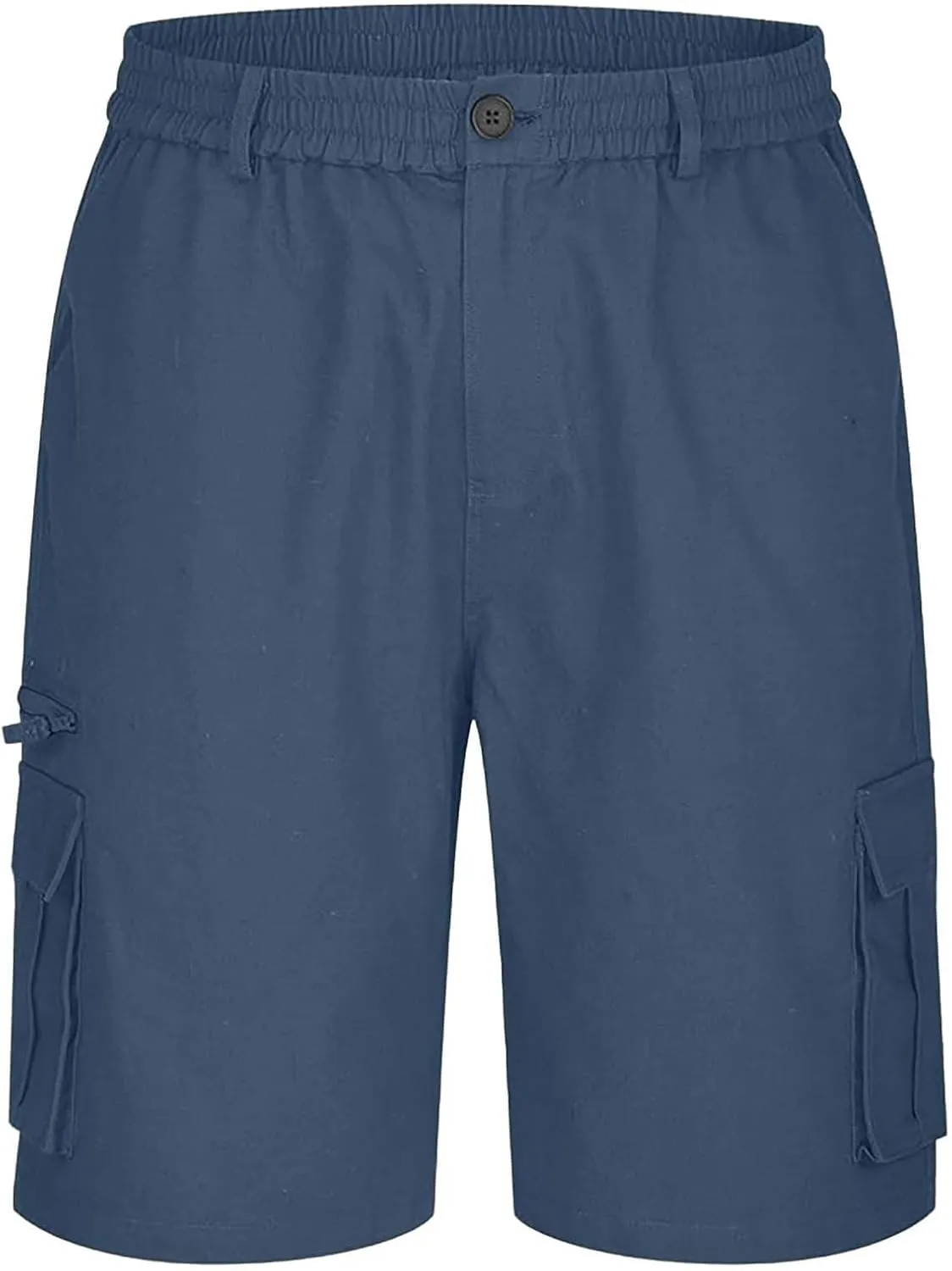 CRNTCEM Elastic Waist Zipper Cargo Shorts Mens Summer Button Lightweight Work Hiking Travel Shorts Big and Tall with Pockets