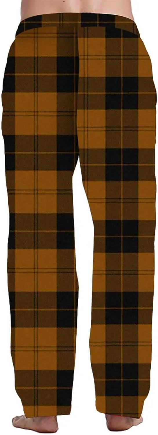 CRNTCEM Mens Plaid Pajamas Pants Straight Leg Lounge PJ Bottoms Pants Drawstring Cotton Sleepwear Flannel Checked Trousers