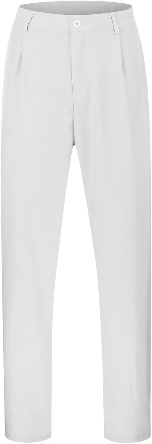 CRTNCEM Mens Work Formal Pants Loose Fit Straight Leg Suit Pants Cotton Casual Business Office Flat-Front Dress Trousers