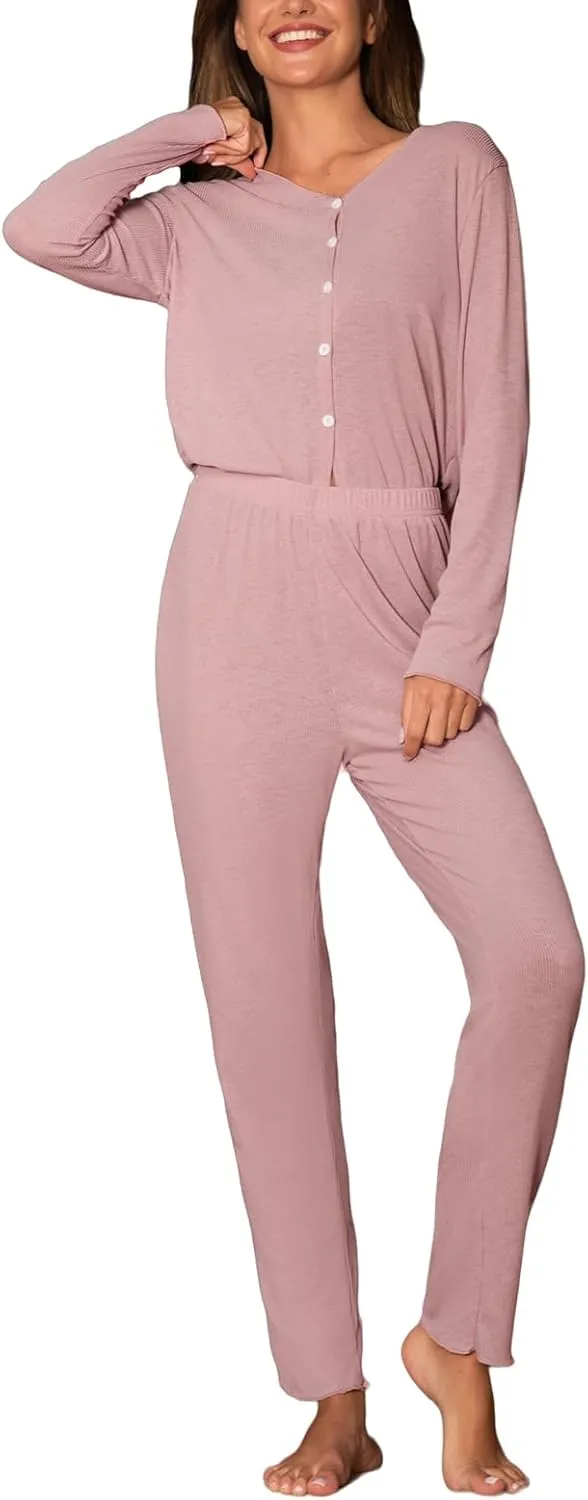 CUPSHE Womens Pajama Long Sleeve Top and Long Pants Lounge Set Soft Sleepwear
