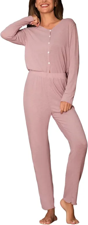CUPSHE Womens Pajama Long Sleeve Top and Long Pants Lounge Set Soft Sleepwear