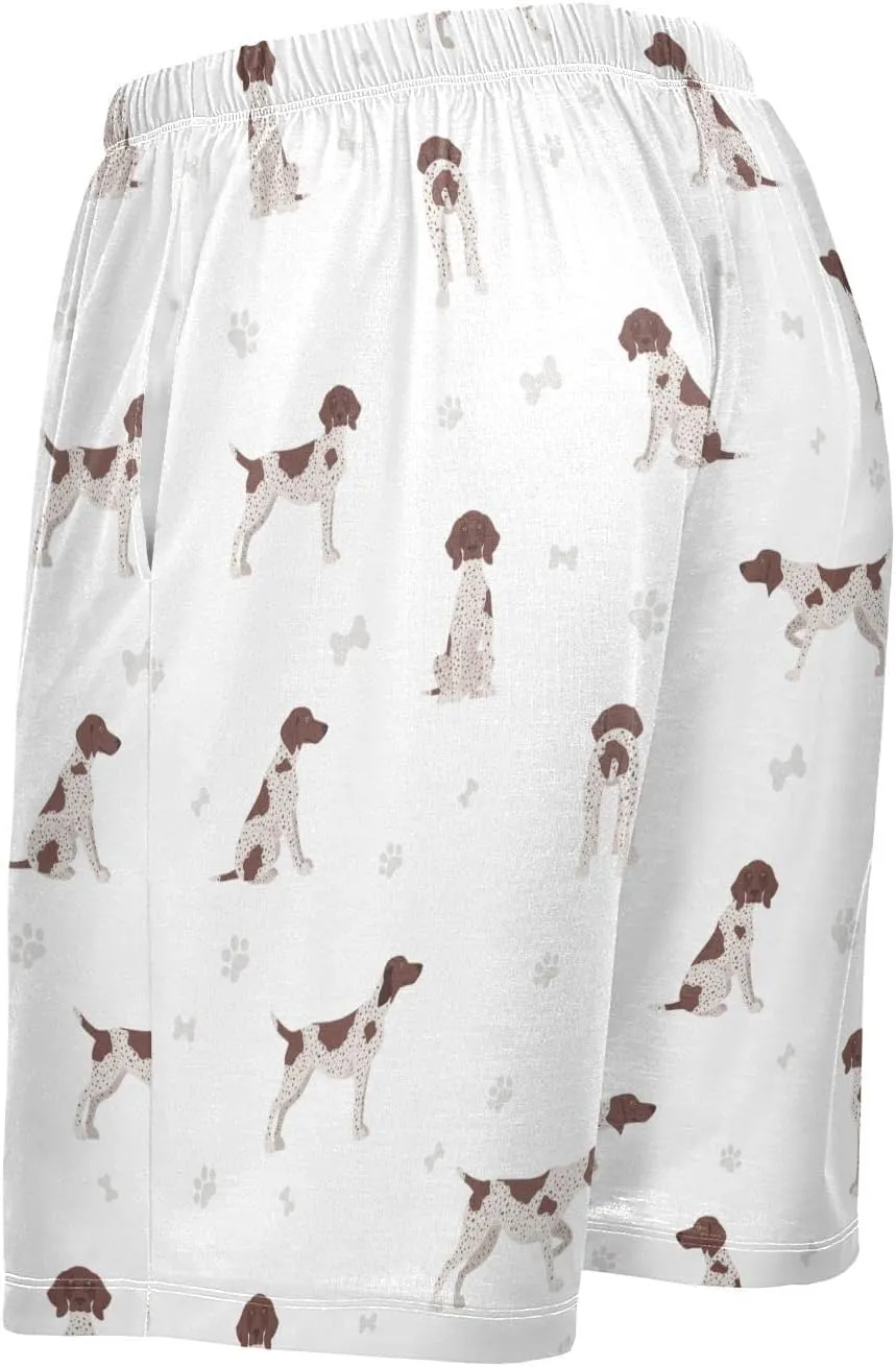 Cute Dog German Shorthaired Pointer Pattern Men's Pajama Pants Shorts Sleepwear Lounge Pajama Bottoms
