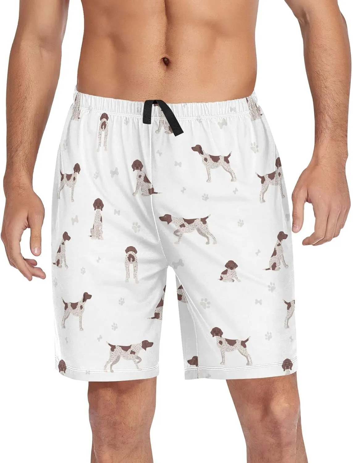 Cute Dog German Shorthaired Pointer Pattern Men's Pajama Pants Shorts Sleepwear Lounge Pajama Bottoms