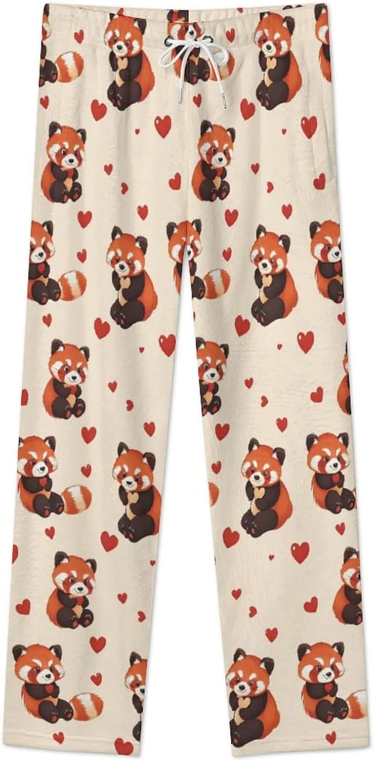 Cute Red Panda Women's Pajama Pants Fleece Warm Pj Bottoms Sleepwear Lounge Pants Loungewear