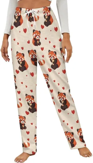 Cute Red Panda Women's Pajama Pants Fleece Warm Pj Bottoms Sleepwear Lounge Pants Loungewear