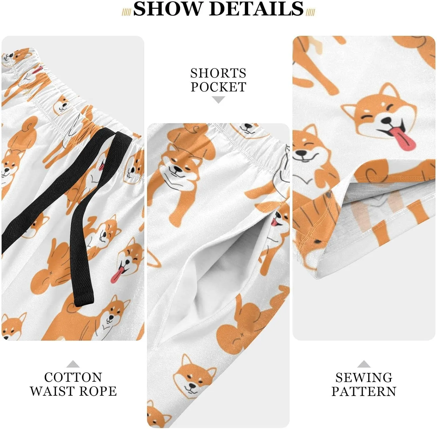 Cute Shiba Inu Dog Men's Pajama Pants Shorts Sleepwear Lounge Pajama Bottoms
