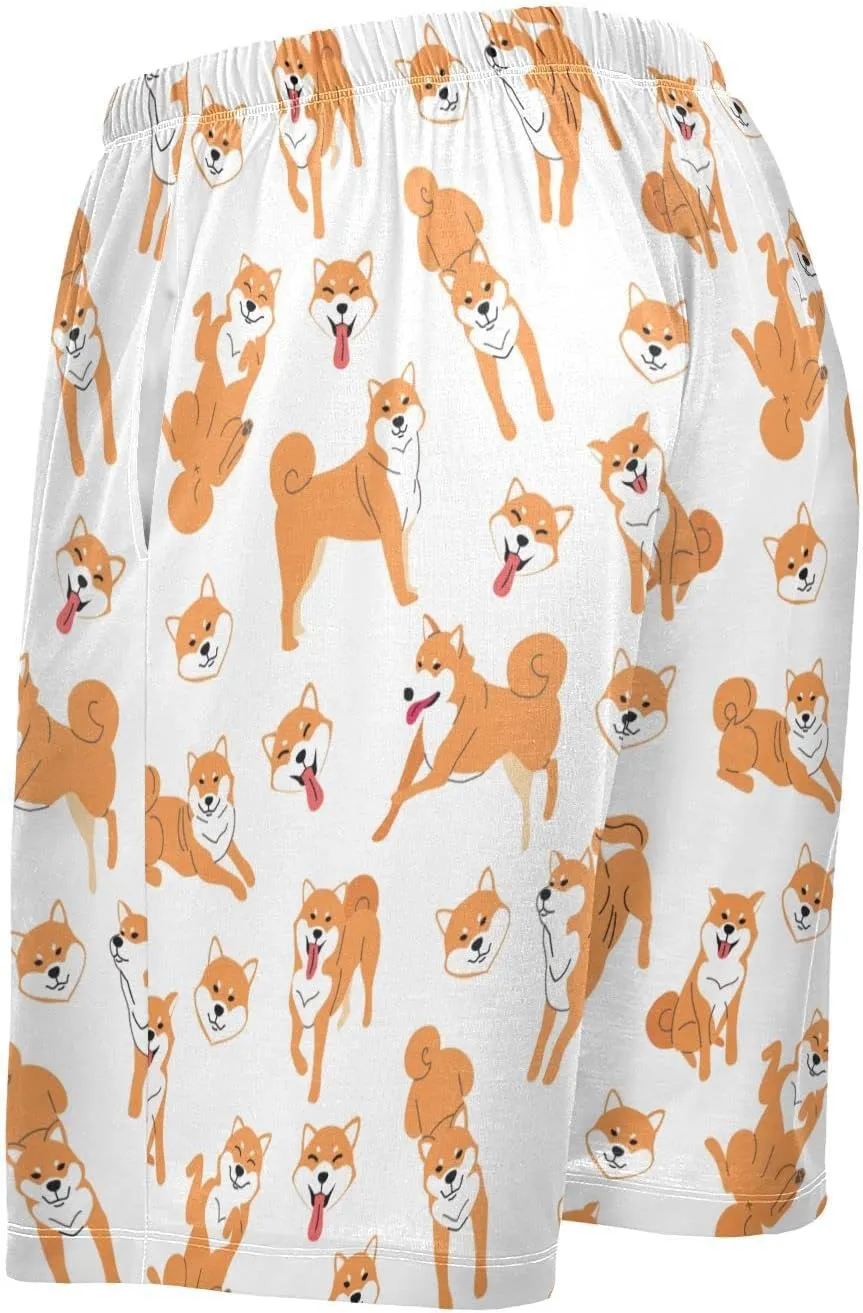 Cute Shiba Inu Dog Men's Pajama Pants Shorts Sleepwear Lounge Pajama Bottoms