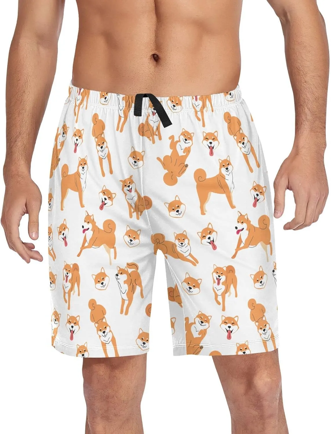 Cute Shiba Inu Dog Men's Pajama Pants Shorts Sleepwear Lounge Pajama Bottoms