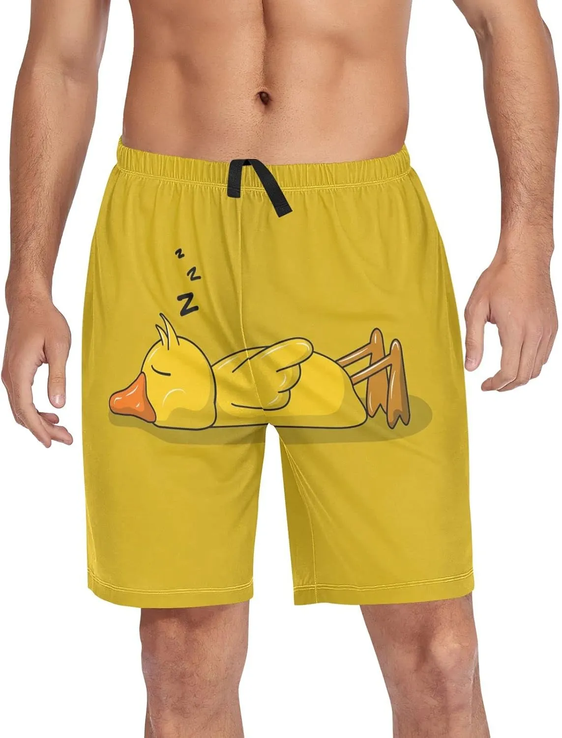 Cute Yellow Sleeping Duck Men's Pajama Pants Shorts Sleepwear Lounge Pajama Bottoms