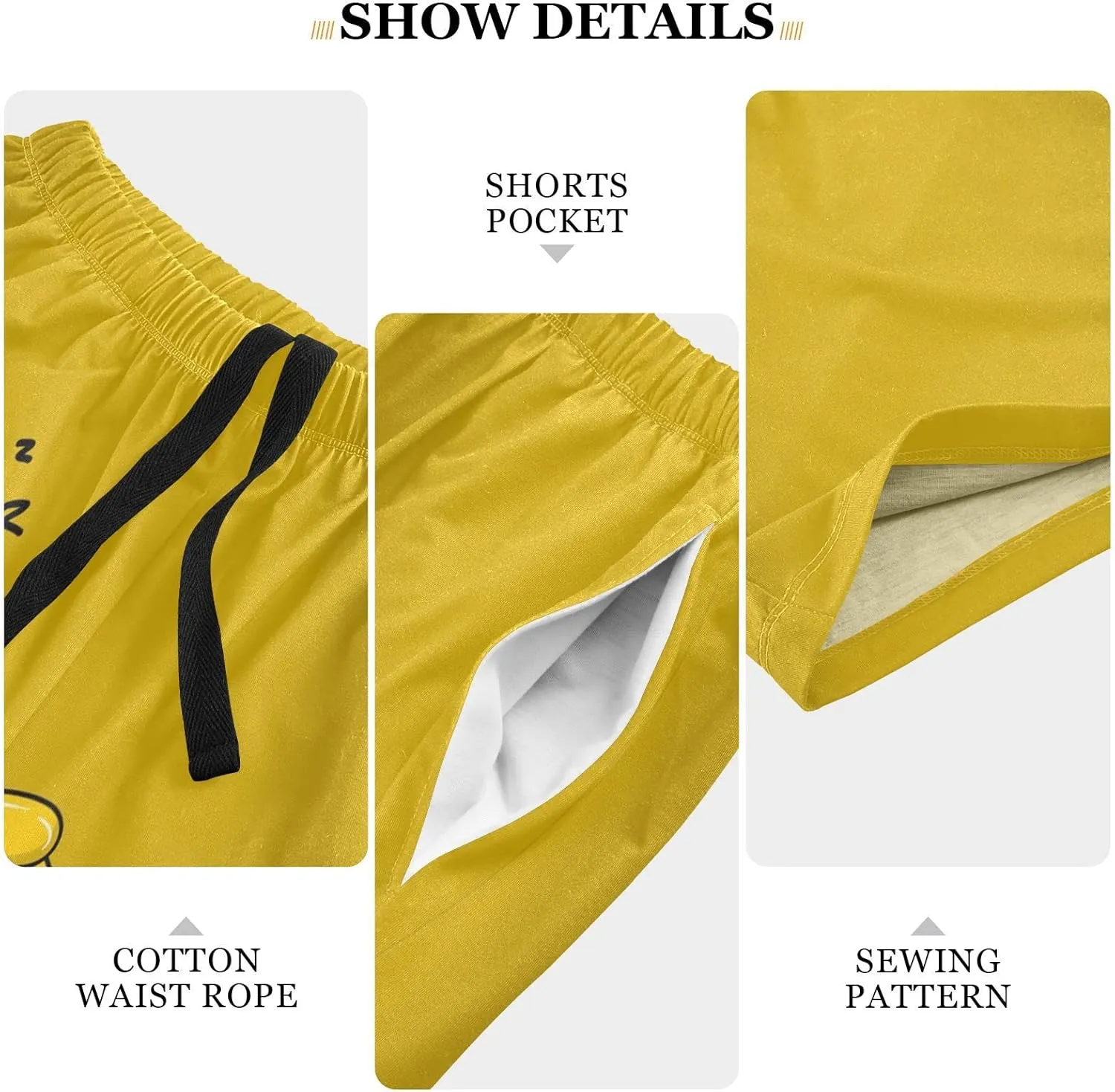 Cute Yellow Sleeping Duck Men's Pajama Pants Shorts Sleepwear Lounge Pajama Bottoms