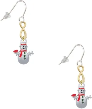 Delight Jewelry Silvertone Snowman with Red Scarf Gold-tone Infinity French Earrings