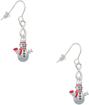 Delight Jewelry Silvertone Snowman with Red Scarf Silver-tone Infinity French Earrings
