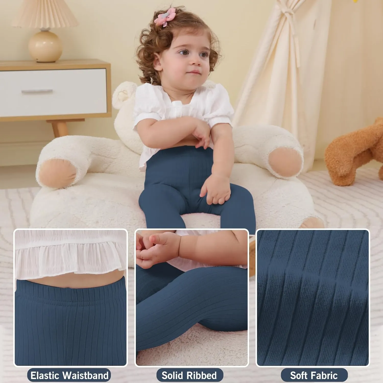 DREAM BUS Baby Girl Boy Pants Toddler Leggings Solid Ribbed Toddler Sweatpants Infant Newborn Leggings Baby Boy Jogger Pants