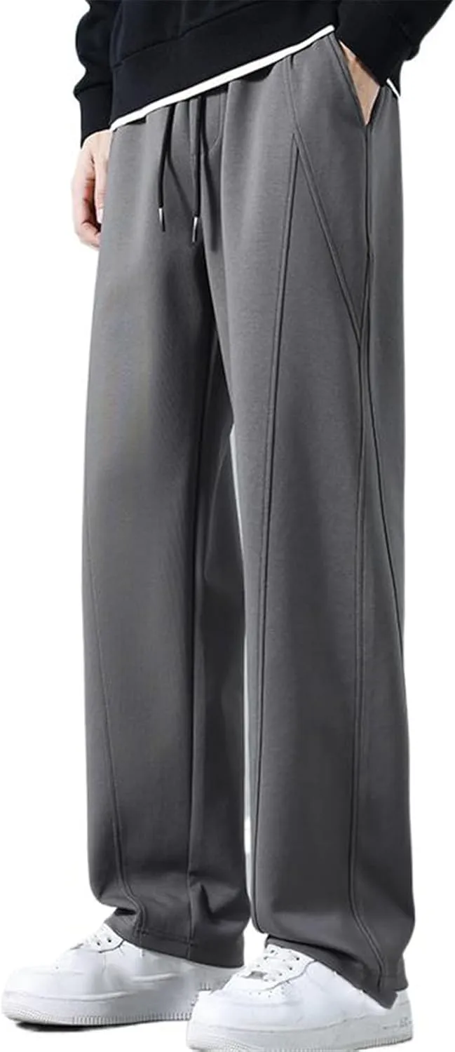 Drop Crotch Casual Pants Men's Wide Leg Sport Sweatpants Elastic Waist Trousers