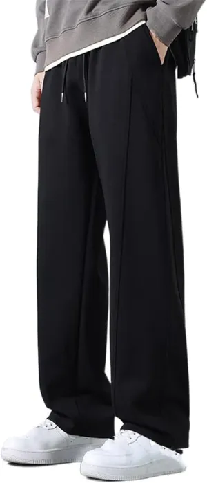 Drop Crotch Casual Pants Men's Wide Leg Sport Sweatpants Elastic Waist Trousers