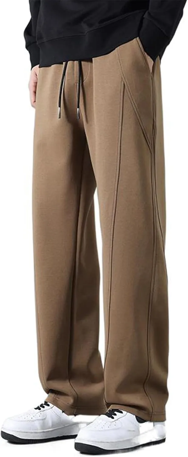 Drop Crotch Casual Pants Men's Wide Leg Sport Sweatpants Elastic Waist Trousers
