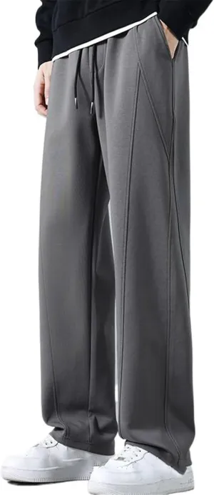 Drop Crotch Casual Pants Men's Wide Leg Sport Sweatpants Elastic Waist Trousers