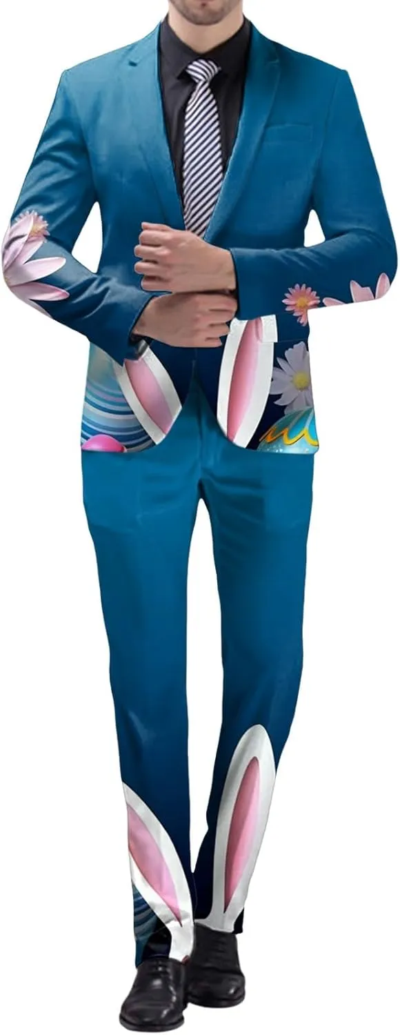 Easter Suits for Men 2 Piece Slim Fit Suit Set Birthday Wedding Party Tuxedo Suits Blazer Jacket Pants