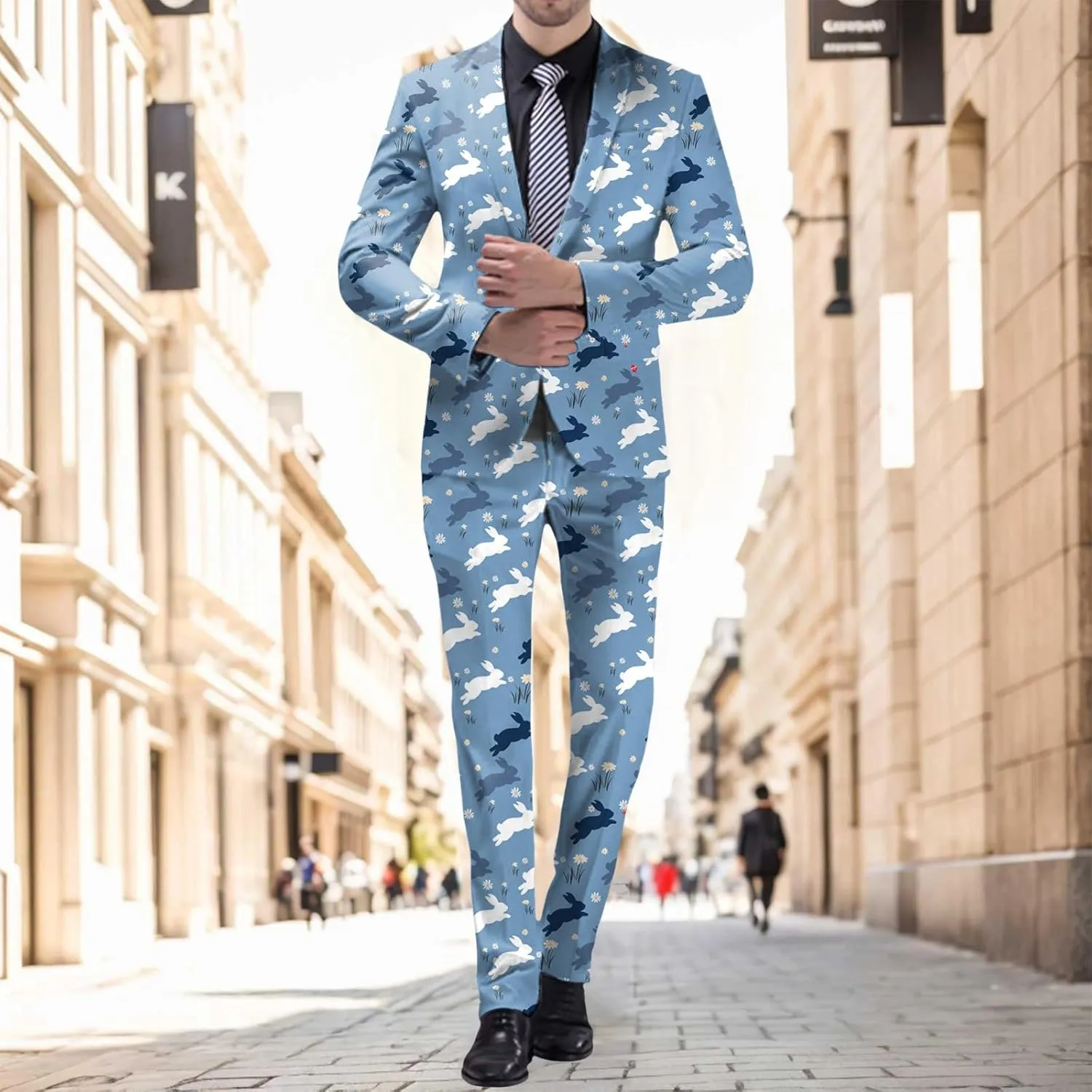 Easter Suits for Men 2 Piece Slim Fit Suit Set Birthday Wedding Party Tuxedo Suits Blazer Jacket Pants
