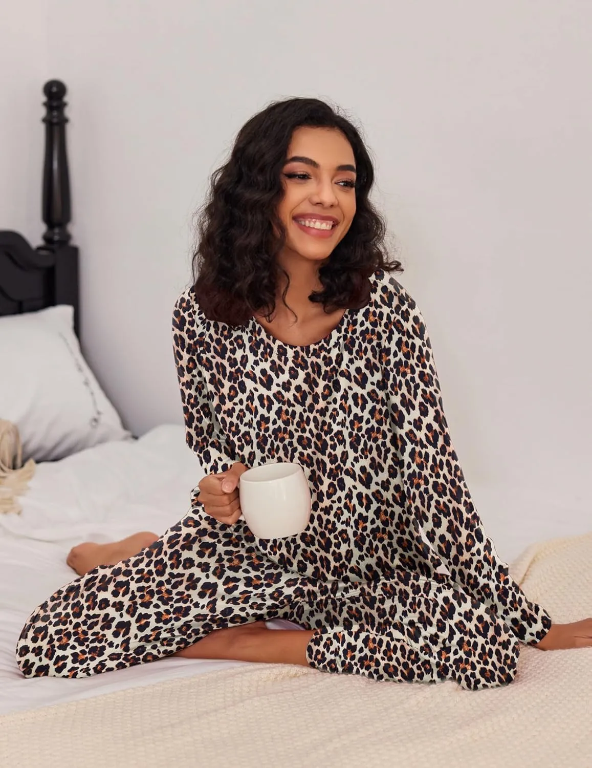 Ekouaer 2 Pack Women's Pajama Set Soft Long Sleeve Sleepwear Loungewear Pjs Sets with Pockets S-XXL