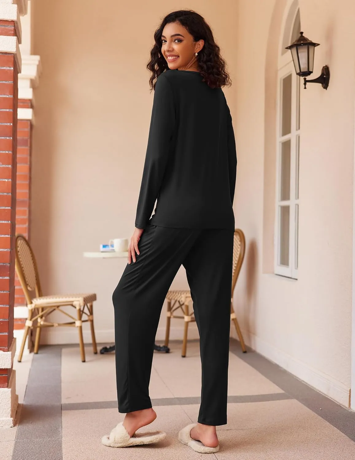 Ekouaer 2 Pack Women's Pajama Set Soft Long Sleeve Sleepwear Loungewear Pjs Sets with Pockets S-XXL