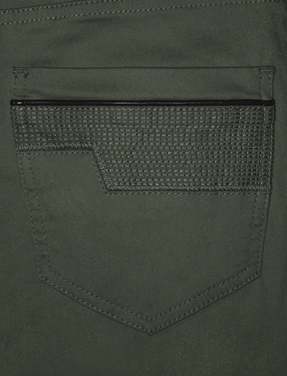 ETHANOL Mens Comfy Stretch Slim Fit Straight Casual Pants with 5 Pockets Design Pants