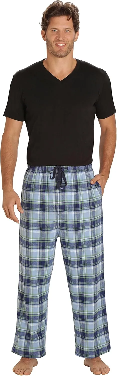 EVERDREAM Sleepwear Mens Flannel Pajama Pants, Long 100% Cotton Pj Bottoms