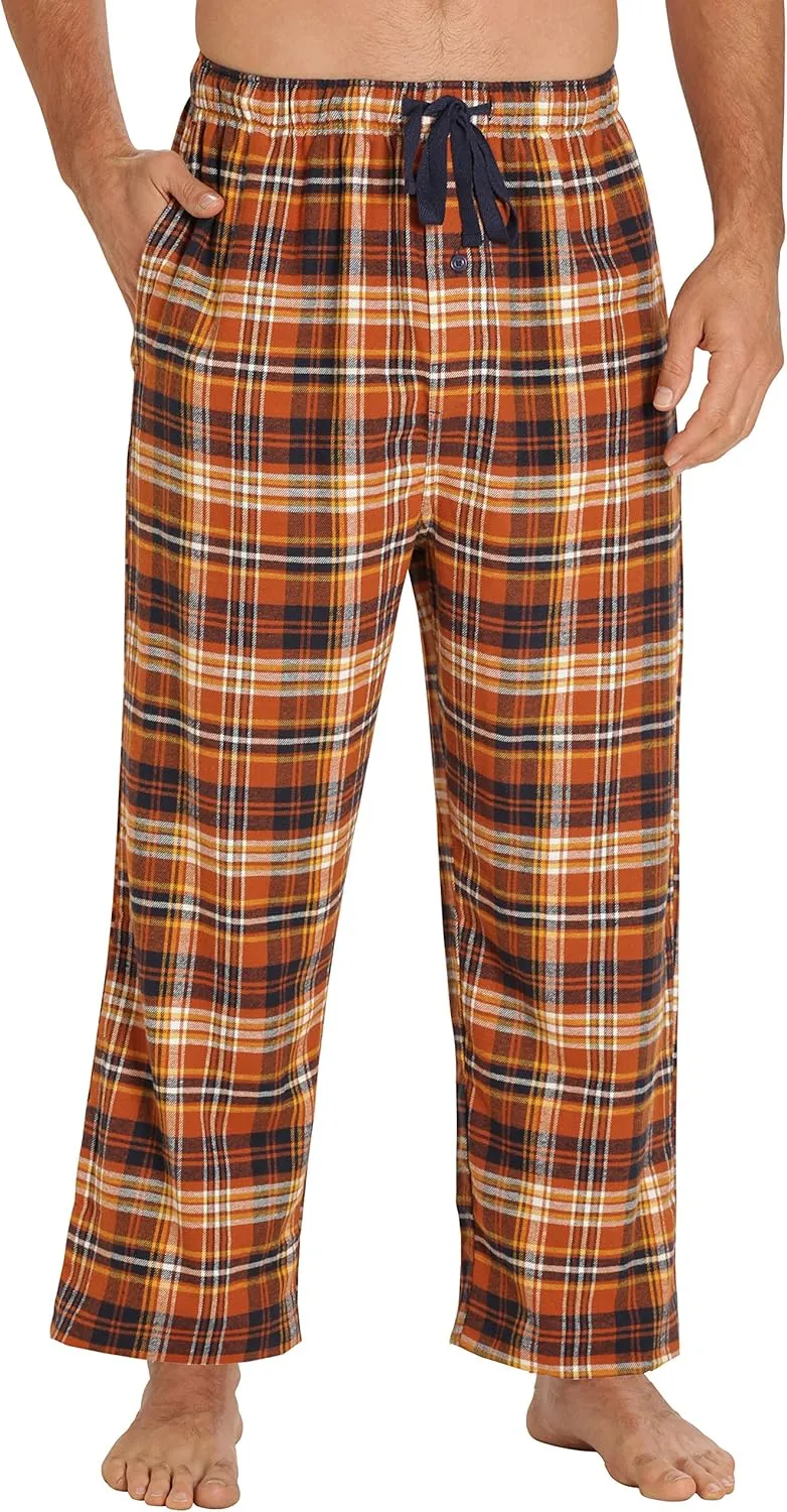 EVERDREAM Sleepwear Mens Flannel Pajama Pants, Long 100% Cotton Pj Bottoms