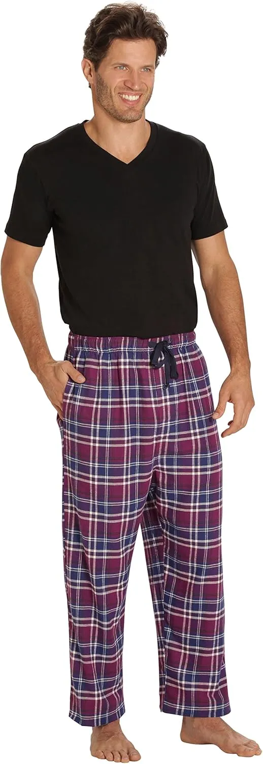 EVERDREAM Sleepwear Mens Flannel Pajama Pants, Long 100% Cotton Pj Bottoms