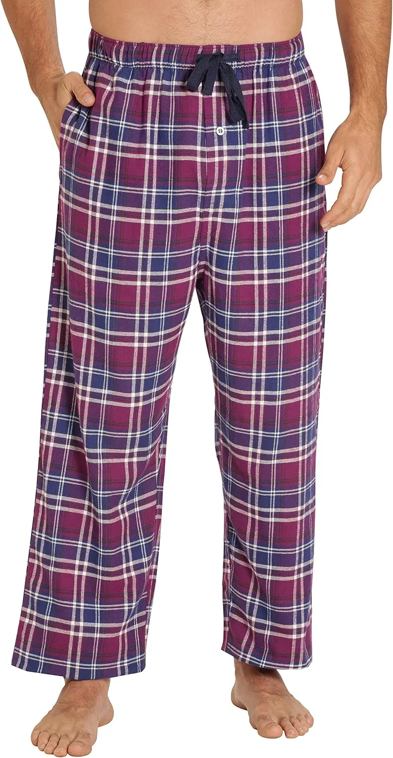 EVERDREAM Sleepwear Mens Flannel Pajama Pants, Long 100% Cotton Pj Bottoms