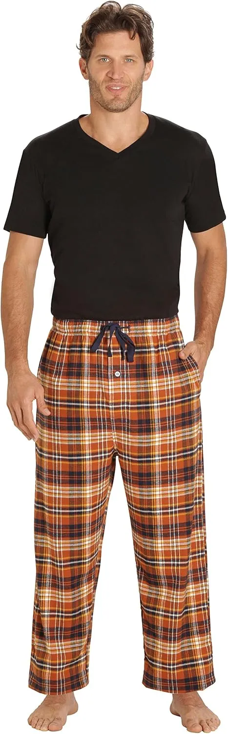 EVERDREAM Sleepwear Mens Flannel Pajama Pants, Long 100% Cotton Pj Bottoms